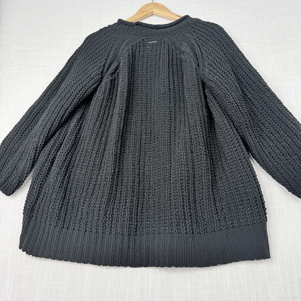 Billabong Open Front Ribbed Knit Cardigan Sweater with Pockets  M Black - Picture 8 of 13